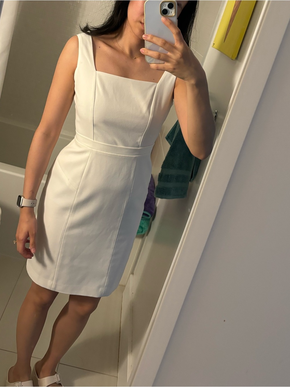 BCBG Max Azria White Square-Neck Dress